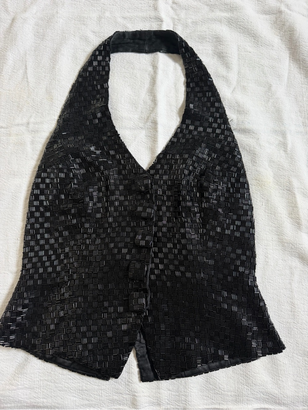 Carmen Marc Valvo Black Textured Halter Vest - Picture 3 of 5